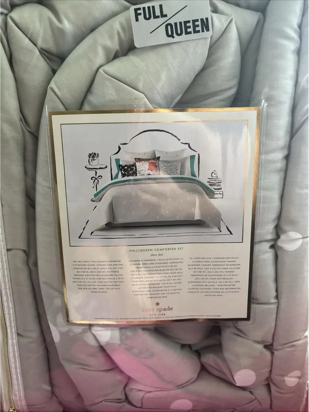 Kate Spade New York Full/Queen Comforter Set Deco Dot Gray New